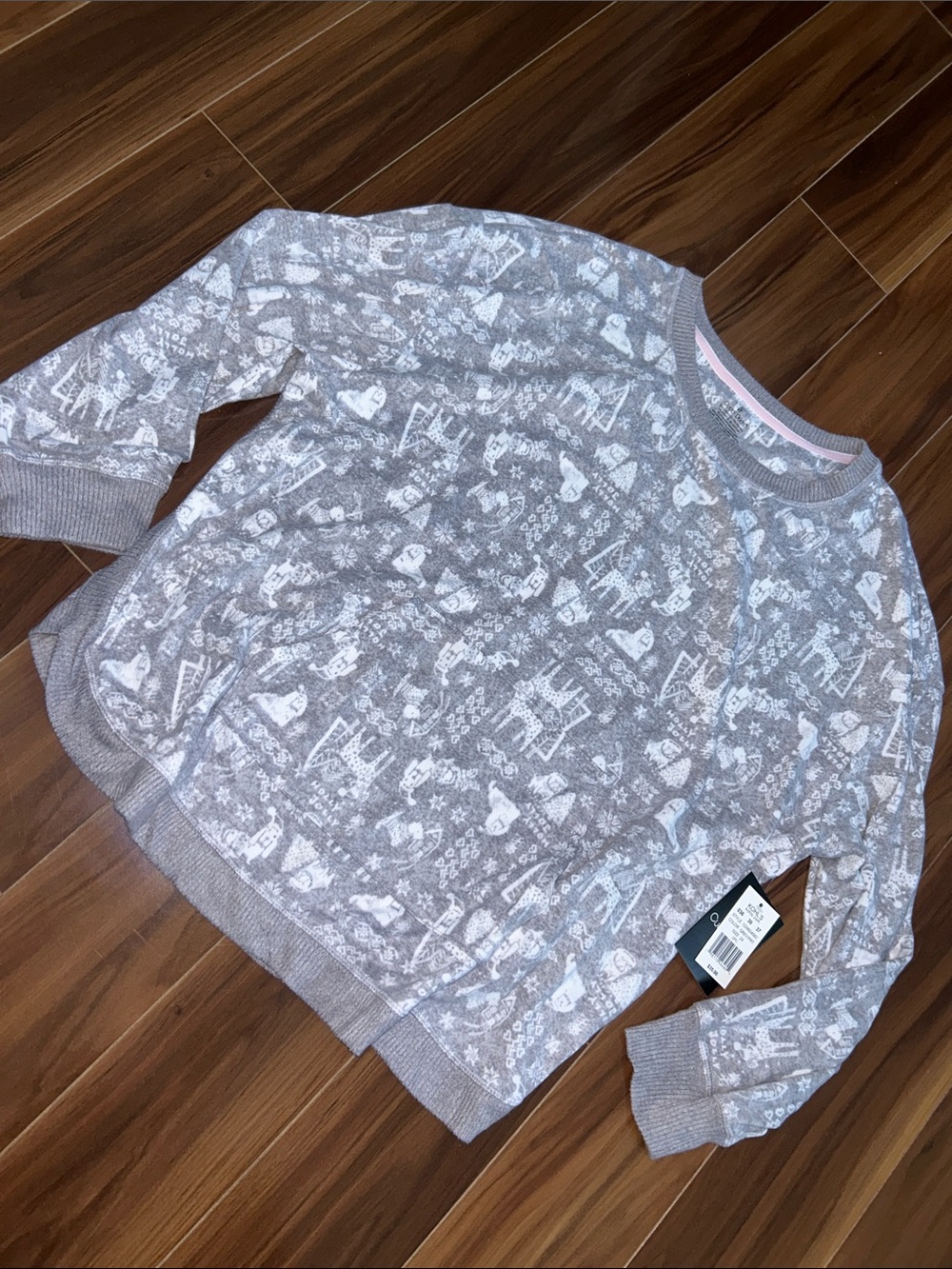 2X Cuddl duds soft grey pajama sleep top with pocket nwt